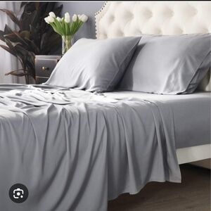 Stein Mart Bamboo Sateen King Flat And Fitted Sheets Light Grey